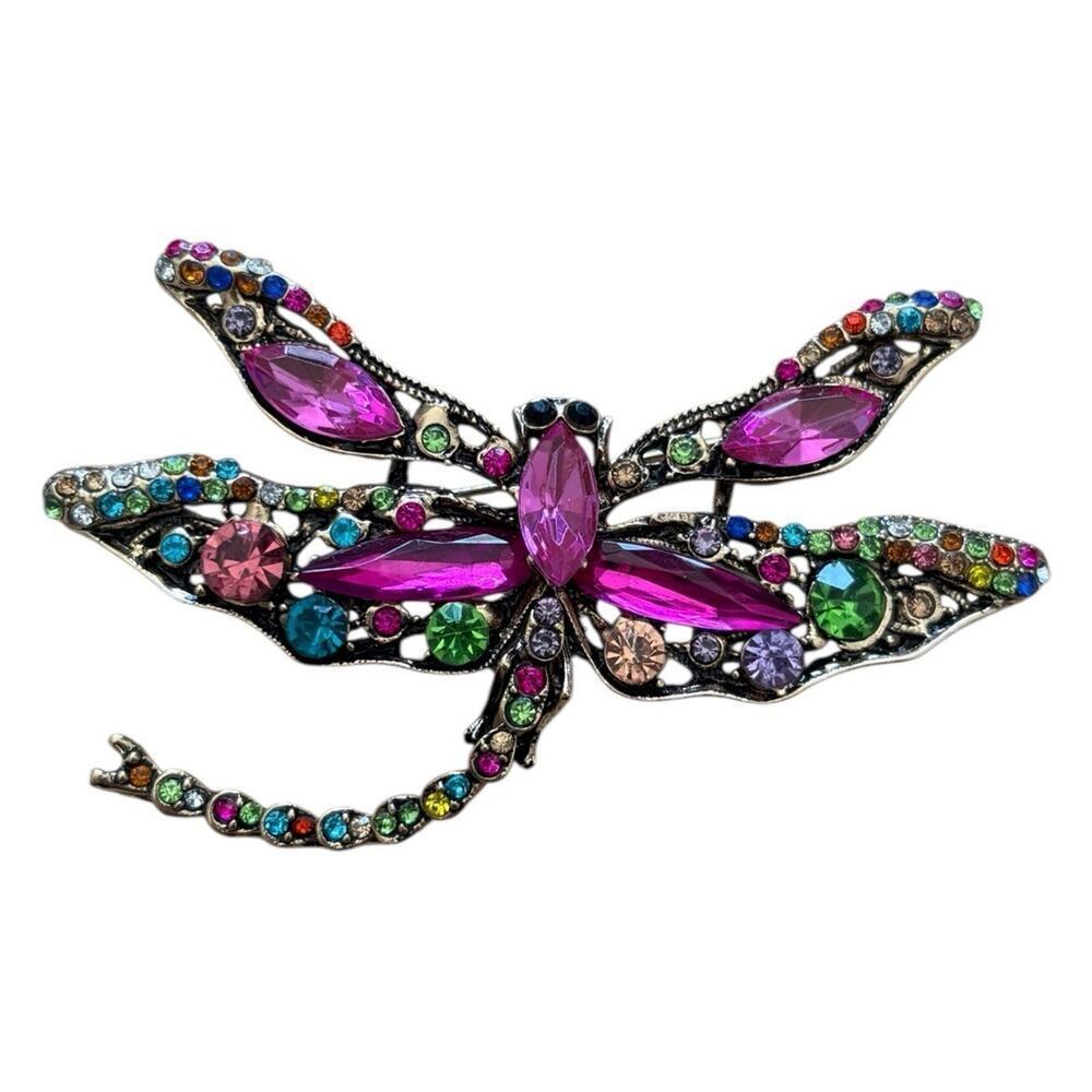 Colorful Rhinestone Dragonfly Brooch Pin Fashion Gift Men Women